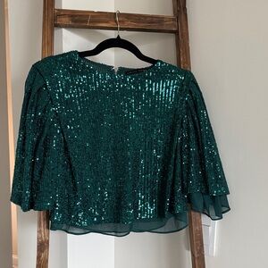 English Factory Teal Sequin Blouse